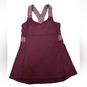 Lululemon Women’s Size 4 Crossback Tank Top Burgundy Wine Heathered Straps
